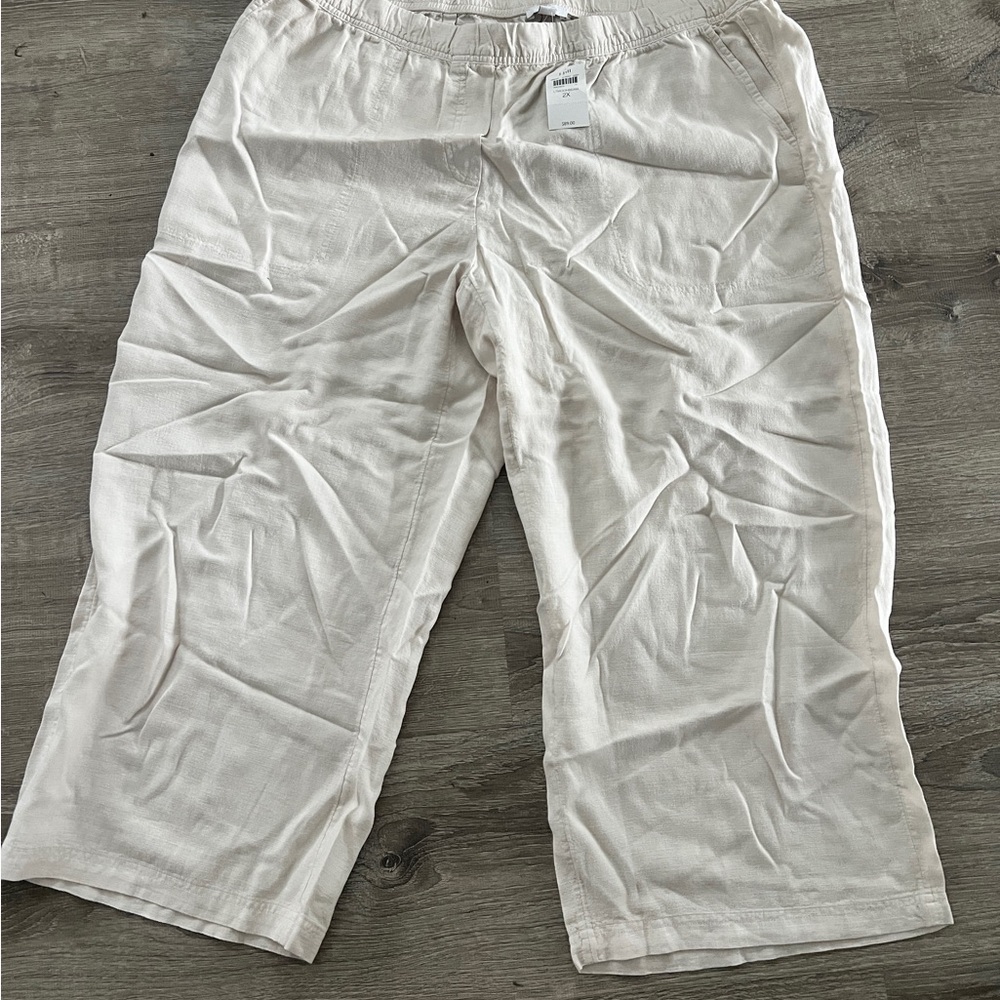 J Jill Cropped Trousers New with tags Beige Tan Womens Plus size 2X Moonbeam